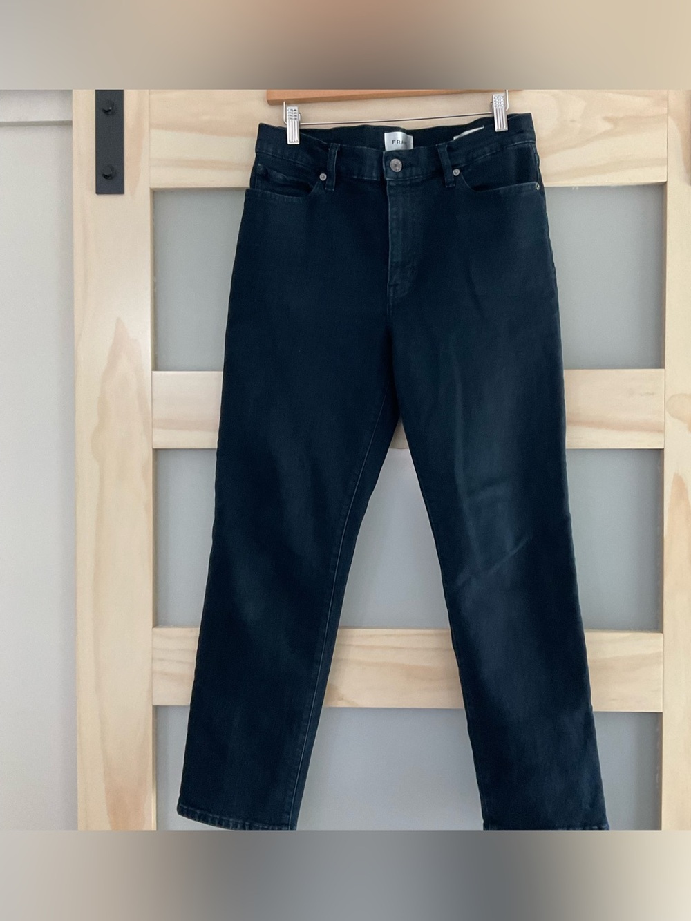 FRAME The Borrowed Jeans 29 Straight Leg Mid Rise Dark Wash Denim